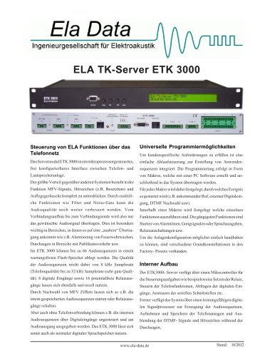 ELA TK-Server ETK 3000 - Ela-Data GmbH