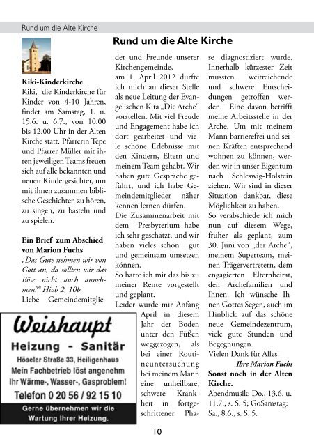 Gemeindebrief Juni-August 2013 - Evangelische Kirche in ...