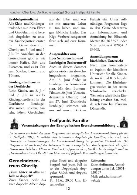 Gemeindebrief Juni-August 2013 - Evangelische Kirche in ...