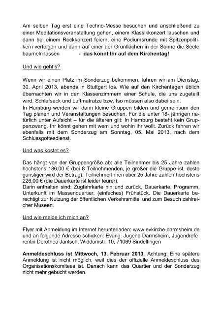 Gemeindebrief Februar 2013 - Evangelische Kirchengemeinde ...