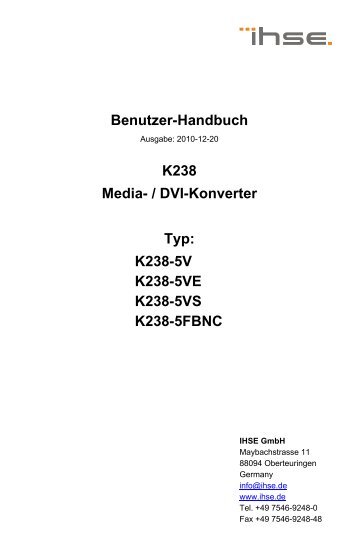 Benutzer-Handbuch K238 Media- / DVI-Konverter Typ ... - IHSE GmbH