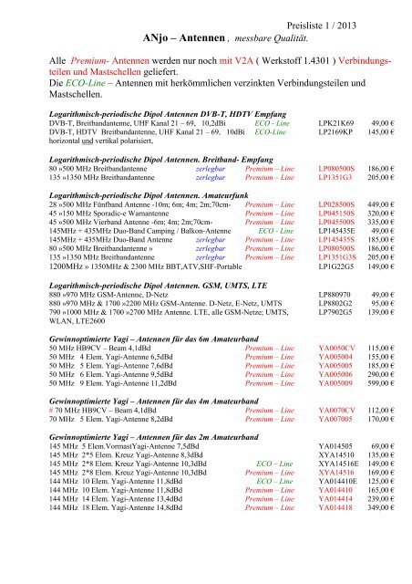 Preisliste (PDF) - Joachims HF & EDV Beratungs GmbH