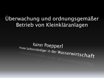 Überwachung und ordnungsgemäßer Betrieb von Kleinkläranlagen