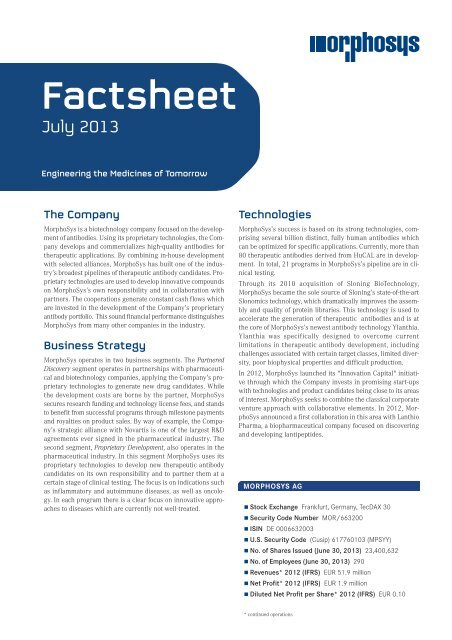 Factsheet - MorphoSys