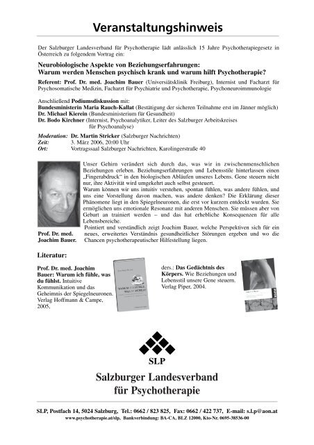 Winter 2006 - Österreichischer Bundesverband für Psychotherapie