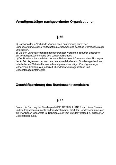 BUNDESSATZUNG - Die Republikaner