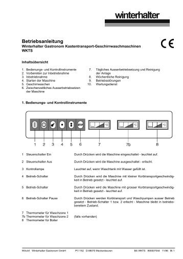 Betriebsanleitung WKTS - Winterhalter Gastronom AG