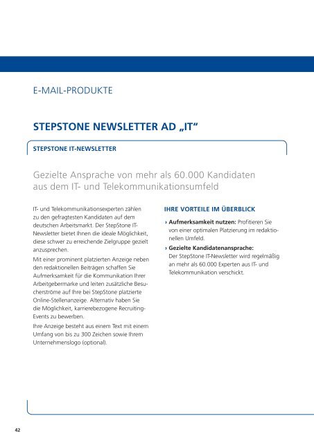 StepStone Preisliste 2013