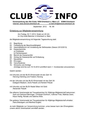 Mitgliederversammlung vom 08.11.1996 - Ski-Club 1958 Erlenbach ...