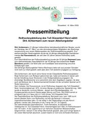 Pressemitteilung, 10.03.2009 Abteilungswahl - TuS Düsseldorf Nord