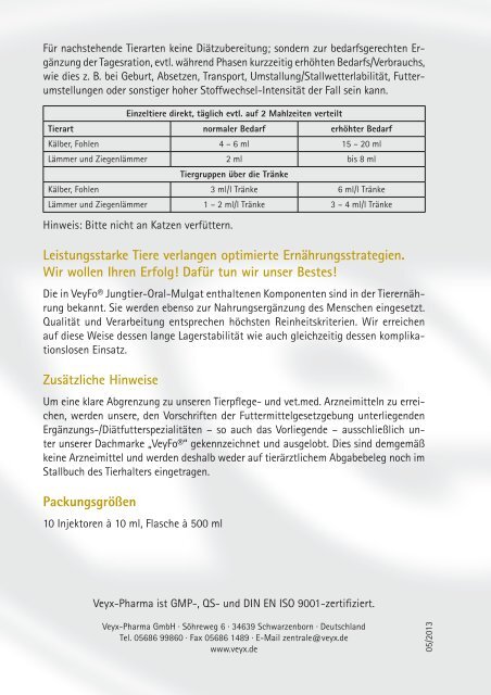 Jungtier-Oral- Mulgat VeyFo® - Veyx-Pharma GmbH