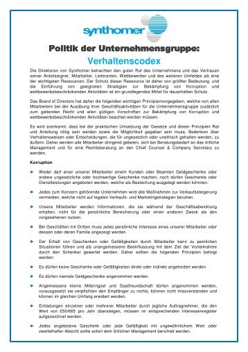 Verhaltenskodex - Group Policy Jan 2013 - DE
