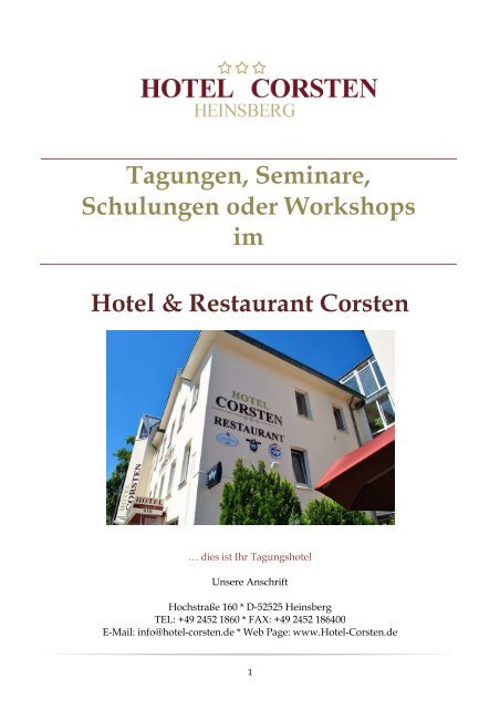 Tagung-Bankettmappe für Homepage 2011 - Hotel Corsten in ...