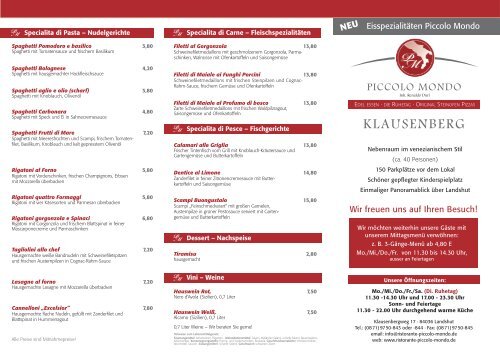 KLAUSENBERG - Ristorante Piccolo Mondo Landshut