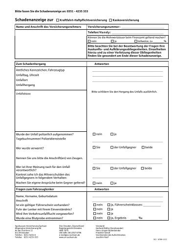 Kfz-Schadenanzeige - Sparkassen-Versicherung Sachsen