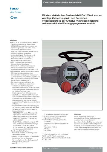 Mit dem elektrischen Stellantrieb Icon2000v4 wurden wichtige ...