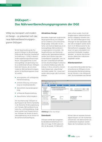 DGExpert – Das Nährwertberechnungsprogramm der DGE