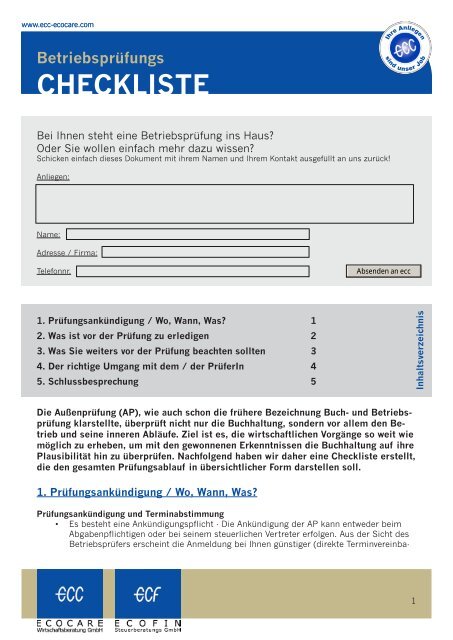 Checkliste Betriebsprufung