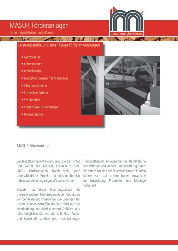 Produktbroschüre MASUR Fördertechnik - Masur Energiesysteme ...