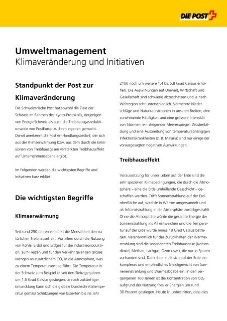 Sollte dieses PDF nicht zugänglich sein - Die Schweizerische Post