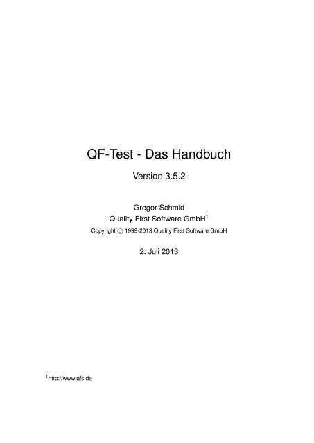 QF-Test - Das Handbuch - Quality First Software GmbH