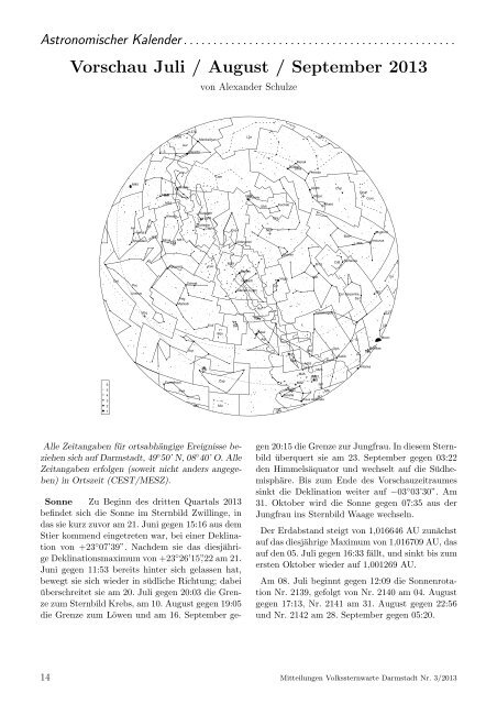 Astronomischer Kalender - Volkssternwarte