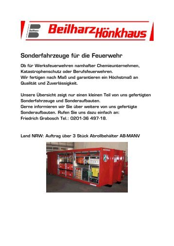 Sonderfahrzeuge für die Feuerwehr