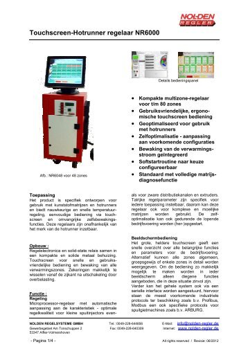 Touchscreen-Hotrunner regelaar NR6000 - Nolden Regler