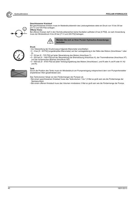 allgemeine installationsanweisung hydraulik motore - Poclain ...