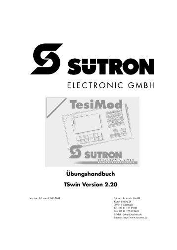 Übungshandbuch TSwin Version 2.20 - SÜTRON electronic GmbH