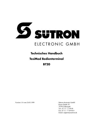 Anwenderhandbuch Bedienterminal BT20 - SÜTRON electronic ...