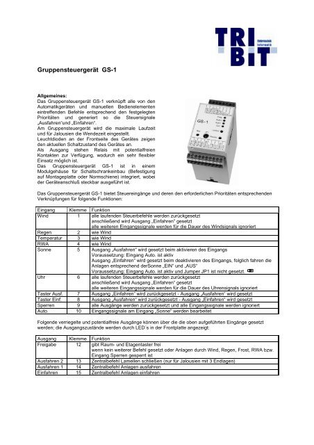 Gruppensteuergerät GS-1 - TRIBIT