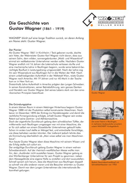 Die Geschichte von WAGNER - WAGNER®-Werkzeugsysteme ...