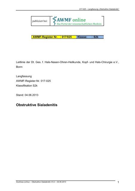 Obstruktive Sialadenitis - AWMF