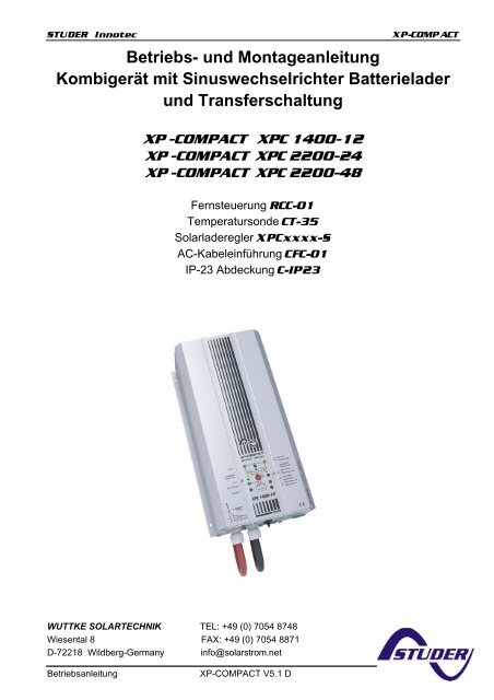 Betriebs- und Montageanleitung Kombigerät mit ... - WUTTKE SOLAR