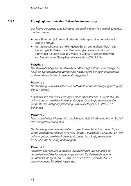 MWST-Info 09 Vorsteuerabzug und Vorsteuerkorrekturen