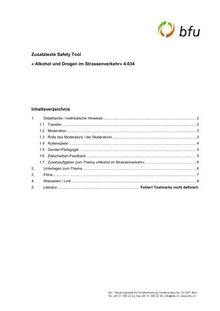 Zusatztexte - BfU