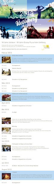 Event Kalender 2013 - Uto Kulm