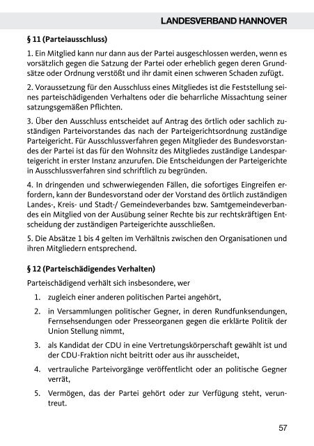 Satzungen und Verfahrensordnungen der CDU in Niedersachsen ...