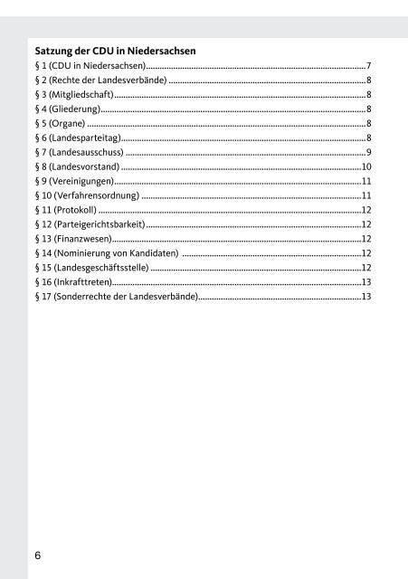 Satzungen und Verfahrensordnungen der CDU in Niedersachsen ...