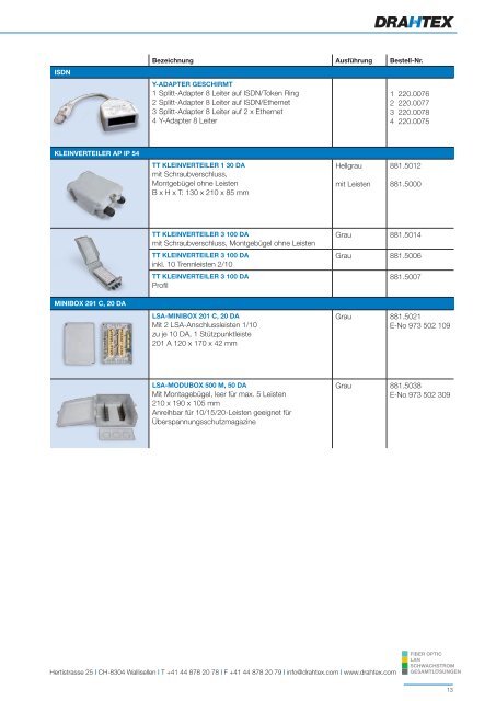 TeLeFOnIe- unD DaTenVerTeILer LSa – SwISS ... - Drahtex AG