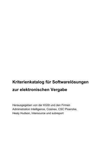 Kriterienkatalog für Softwarelösungen zur elektronischen Vergabe