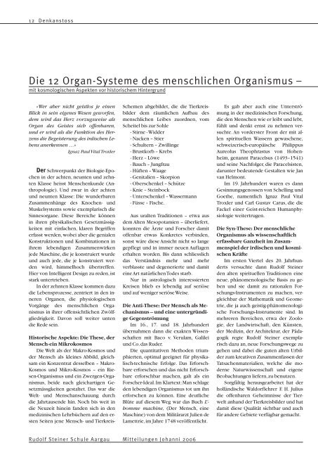 Mitteilungen Johanni 2006 - Rudolf Steiner Schule Aargau