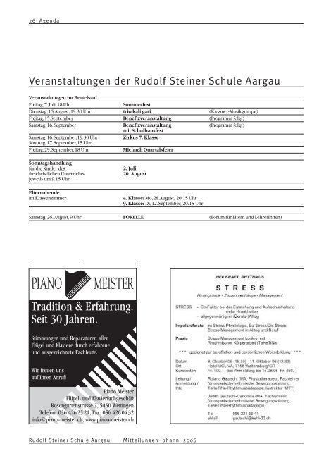 Mitteilungen Johanni 2006 - Rudolf Steiner Schule Aargau