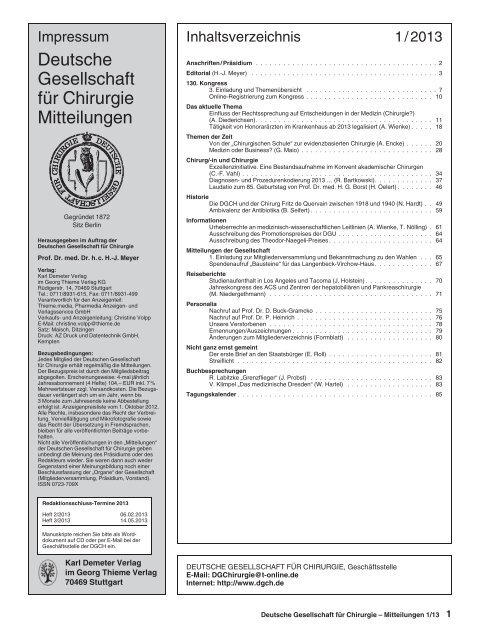 Mitteilungen der Deutschen Gesellschaft für Chirurgie 01/2013