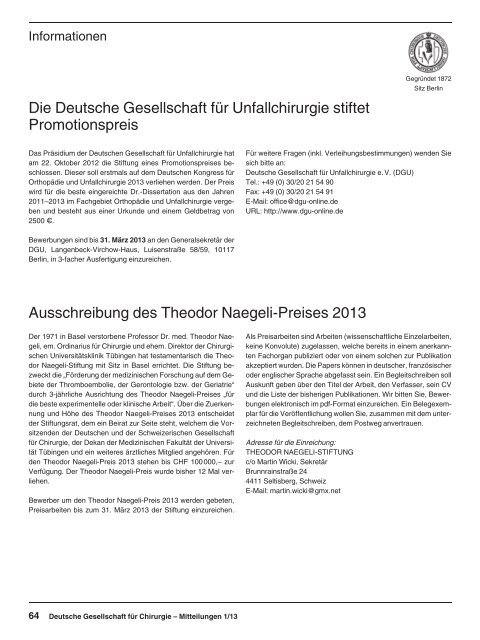 Mitteilungen der Deutschen Gesellschaft für Chirurgie 01/2013