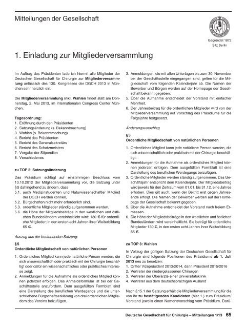 Mitteilungen der Deutschen Gesellschaft für Chirurgie 01/2013