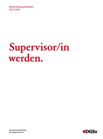 Supervisor/in werden. - DGSv