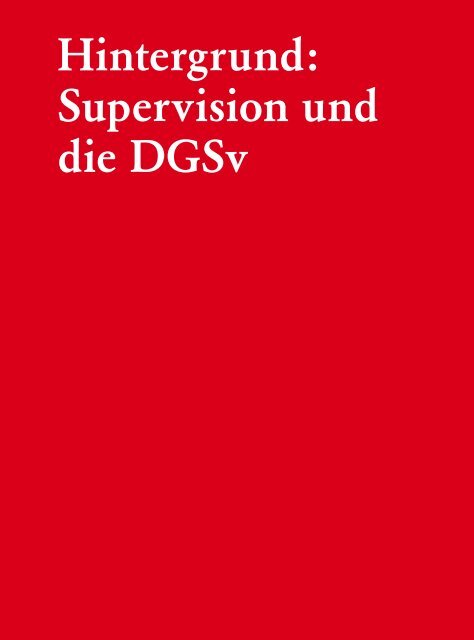 Supervisor/in werden. - DGSv