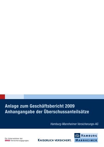 Anlage zum Geschäftsbericht 2009 - Hamburg-Mannheimer ... - Ergo